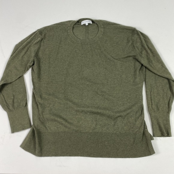 White + Warren Sweaters - White + Warren Sweater Womens Medium Green‎ Cotton Silk Blend Crewneck Pullover